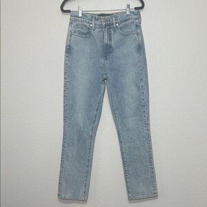 Veronica Beard Alenah Slim Straight High Rise Jeans Light Wash Blue Size 25